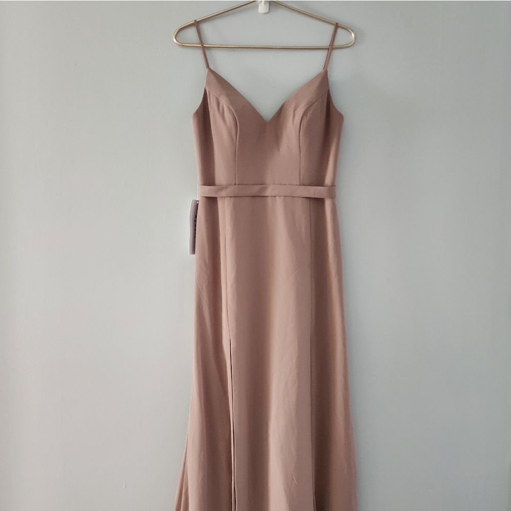 Azazie Bridesmaid Dress Taupe Candice Small A4